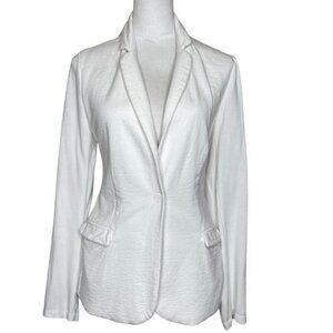 Magaschoni White Long Sleeve Single Button Blazer Jacket Office Brunch Layers L